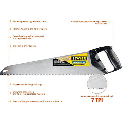 STAYER Universal, 500 мм, универсальная ножовка (15050-50) фото 2
