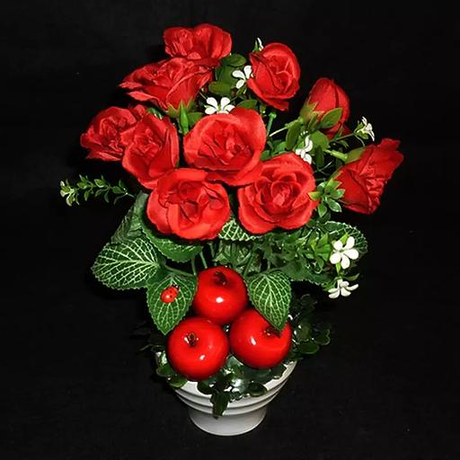 Букет искусственных роз в горшке 516 фото 2