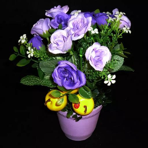 Букет искусственных роз в горшке 516 фото 3