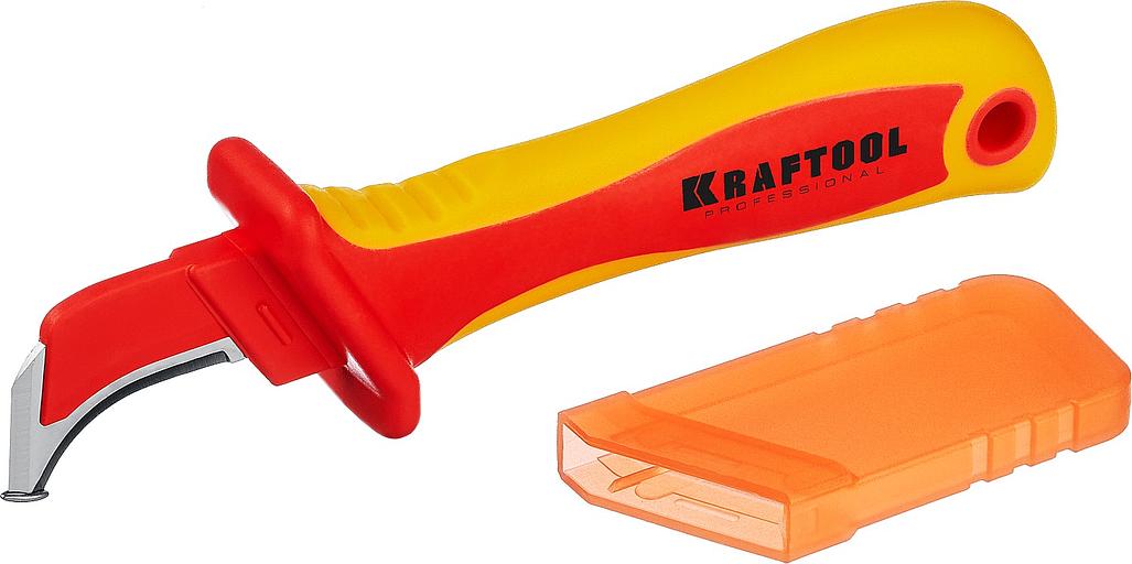 KRAFTOOL KN-7, 1000 В, изогнутый, диэлектрический нож электрика (45400) фото 1