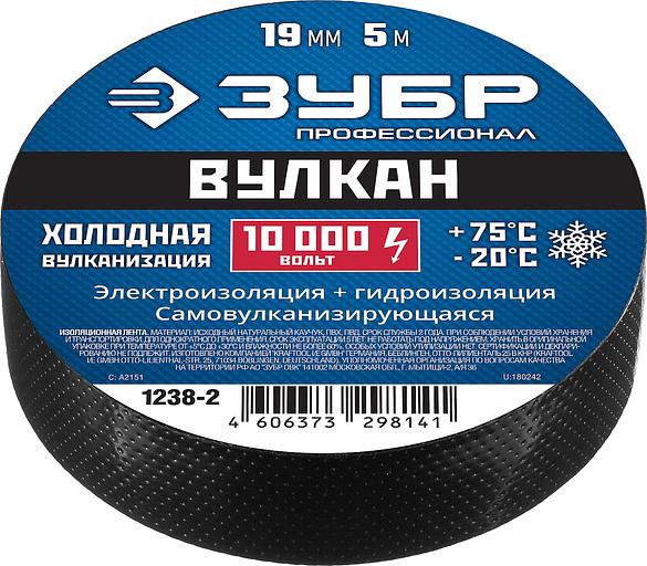 ЗУБР ВУЛКАН, 19 мм х 5 м, 10 000 В, черная, самовулканизирующаяся изолента, Профессионал (1238-2) фото 3