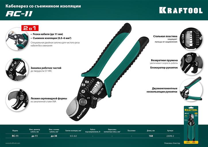 KRAFTOOL RC-11, 2 в 1, кабельные ножницы (22696-2) фото 6