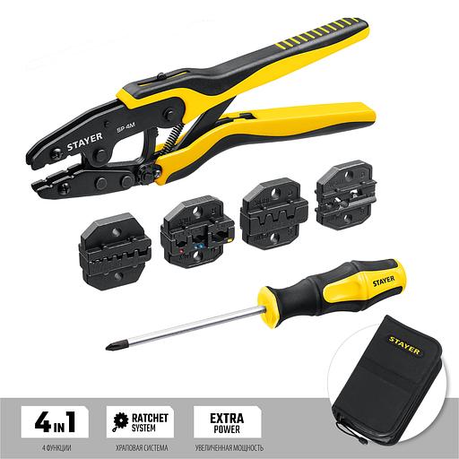 STAYER SP-4M, 4 матрицы в сумке-чехле, пресс-клещи для кабельных наконечников, Professional (45445) фото 3