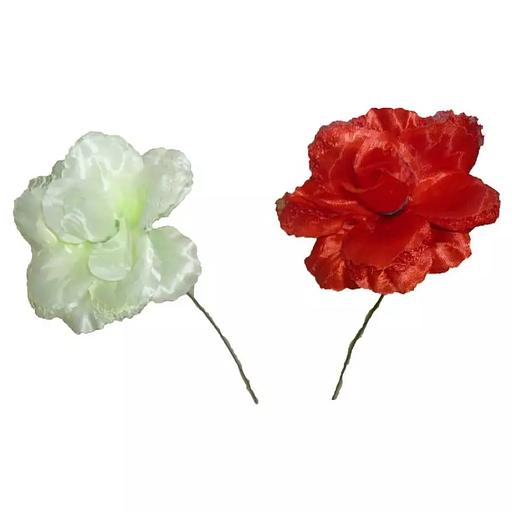 Искусственная роза с тряпичной вставкой 32см фото 1