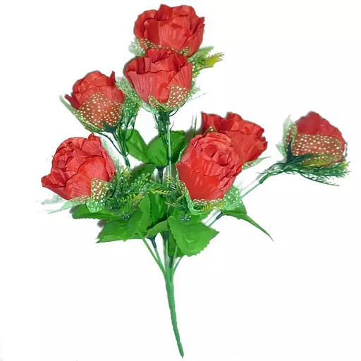 Букет роз 7 голов с гипюром 35см фото 1