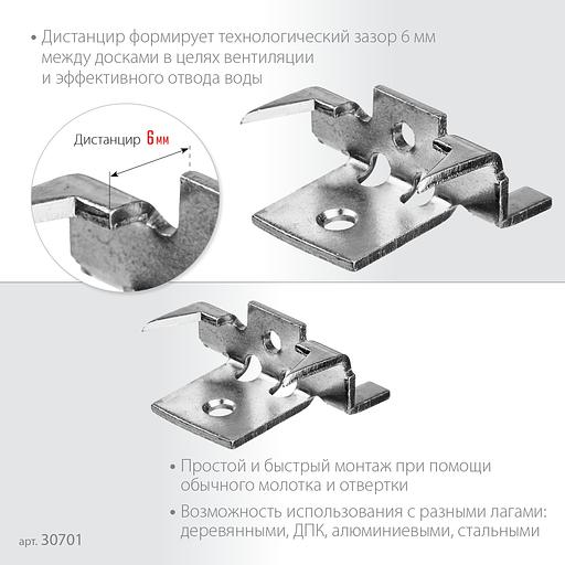 ЗУБР Союз, цинк, 80 шт, скрытый крепеж с шипами для террасной доски (30701) фото 4