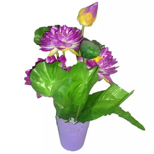 Букет Цветов с бутонами и большими листами в горшке 39см фото 1