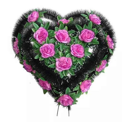 Венок ритуальный в форме сердца розы ф216п-р40-г343 70см фото 4