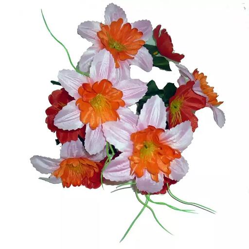 Букет георгинов с маками 12 голов (2 вида 6+6) 38см 019-256+327 фото 1
