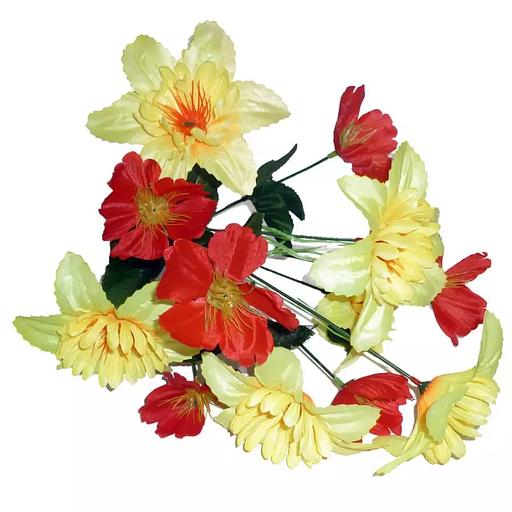 Букет георгинов с маками 12 голов (2 вида 6+6) 38см 019-256+327 фото 3