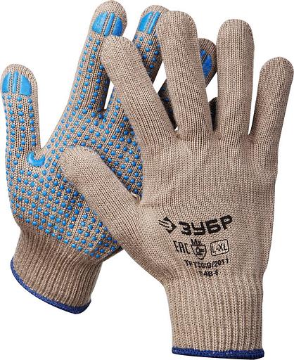 ЗУБР ЕНИСЕЙ, L-XL, акриловые перчатки, точечное ПВХ покрытие, утеплённые, противоскользящие, 10 класс, Профессионал (11463-XL) фото 1