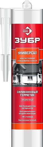ЗУБР 280 мл, прозрачный, универсальный силиконовый герметик (41233-2) фото 1