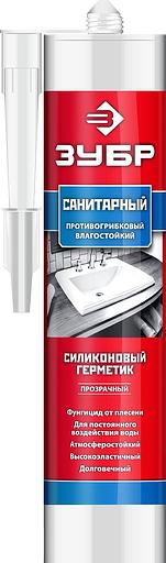 ЗУБР 280 мл, прозрачный, санитарный силиконовый герметик (41235-2) фото 1