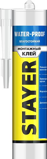 STAYER WATERPROOF, 280 мл, белый, влагостойкий монтажный клей, Professional (41325) фото 1