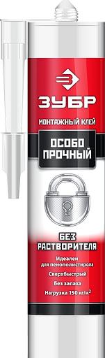 ЗУБР 300 мл, без растворителей белый, особопрочный монтажный клей (41338) фото 1