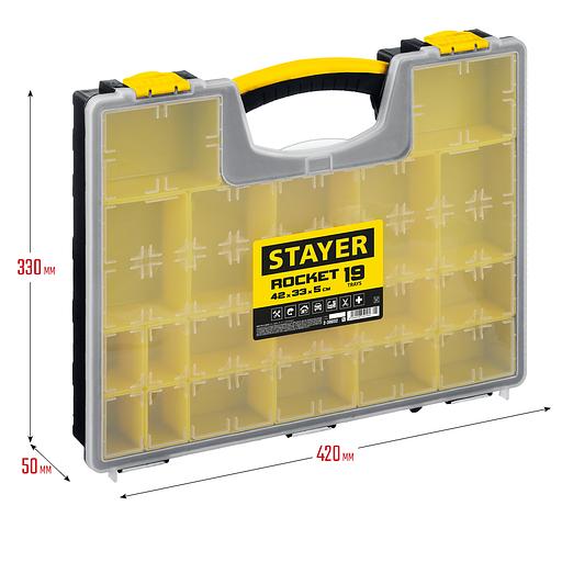 STAYER ROCKET-19, 420 x 330 x 50 мм, (16.5″), пластиковый органайзер с 19 съемными лотками (2-38032) фото 4