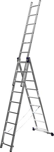 СИБИН 9 ступеней, со стабилизатором, алюминиевая, трехсекционная лестница (38833-09) фото 2