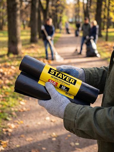 Stayer HEAVY DUTY, 240 л, 10 шт, черные, особопрочные, строительные мусорные мешки (39157-240) фото 5
