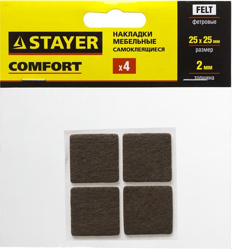 STAYER 25 х 25 мм, самоклеящиеся, фетровые, 4 шт, коричневые, мебельные накладки (40912-25) фото 2