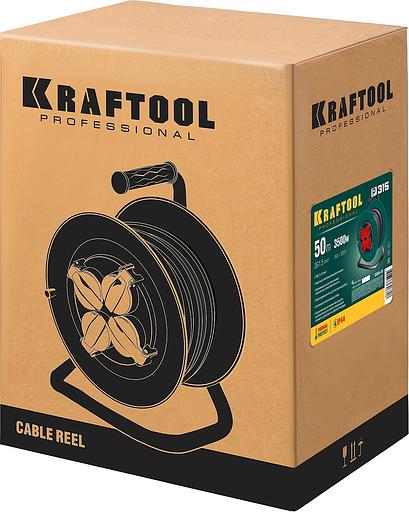 KRAFTOOL P-315, ПВС, 3 x 1.5 мм2, 50 м, 3500 Вт, IP44, силовой удлинитель на катушке (55084-50) фото 5