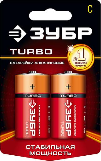 ЗУБР TURBO, С х 2, 1.5 В,, алкалиновая батарейка (59215-2C) фото 1