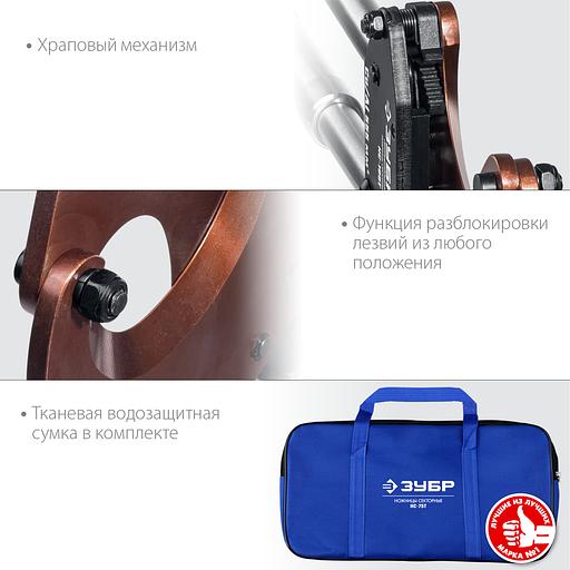 ЗУБР НС-100T, d 100мм, 270 - 440 мм, секторные ножницы, Профессионал (23353-100) фото 4