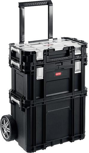 KETER SMART ROLLING, 564 х 373 х 700 мм, (22″), набор пластиковый ящик-тележка + ящик для инструментов + ящик органайзер (38390-22) фото 1