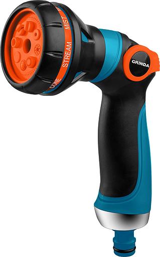 GRINDA S-8, 8 режимов, двухкомпонентный с регулятором напора, поливочный пистолет, PROLine (429100) фото 1