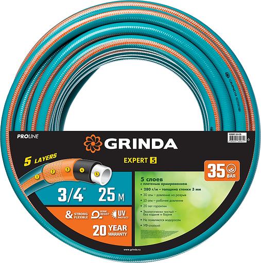 GRINDA EXPERT 5, 3/4″ 25 м, 30 атм, пятислойный, текстильное армирование, поливочный шланг, PROLine (429007-3/4-25) фото 1