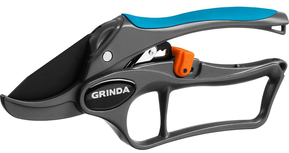 GRINDA P-33, 200 мм, закаленная сталь, с храповым механизмом, алюминиевые рукоятки с эфесом, контактный секатор, PROLine (423433) фото 1