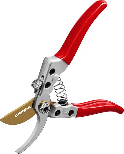 GRINDA G-13, 205 мм, закаленные лезвия, титановое покрытие, алюминиевые рукоятки, плоскостной секатор (423113) фото 3