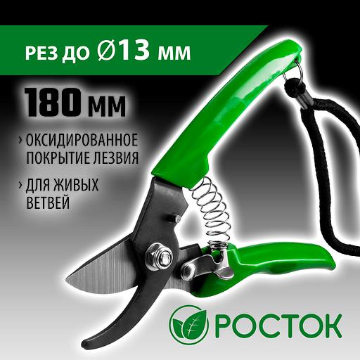 РОСТОК PC-71, 180 мм, углеродистая сталь, оксидированное покрытие, пластиковые рукоятки, компактный плоскостной секатор (423015) фото 2