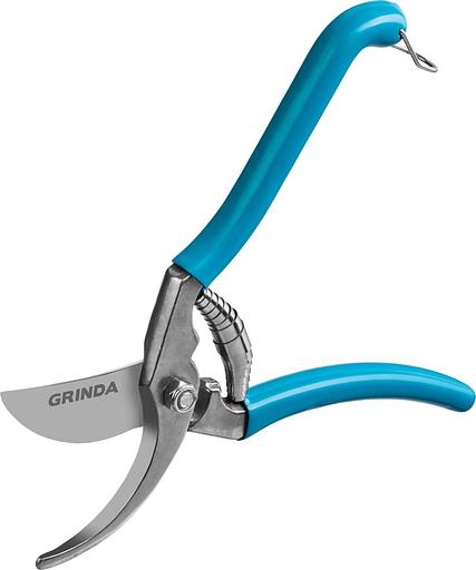 GRINDA P-10, 210 мм, цельнокованые лезвия, стальные рукоятки, покрытие ПВХ, плоскостной секатор, PROLine (423410) фото 4