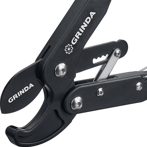 GRINDA C-410A, длина 410 мм, лезвия из высокоуглеродистой стали, композитные рукоятки, храповый механизм, контактный сучкорез, PROLine (424520) фото 3