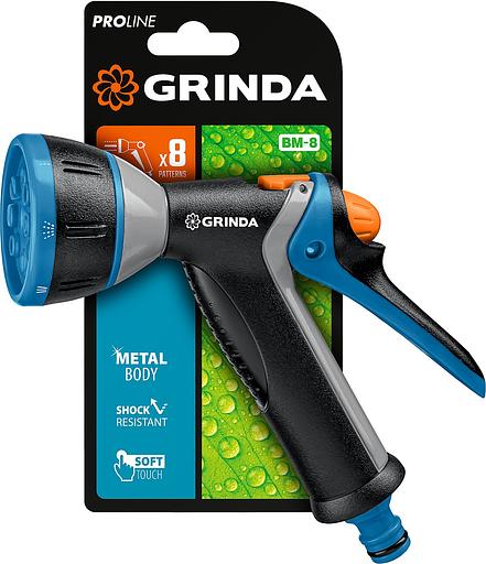 GRINDA BM-8, 8 режимов, курок сзади, металлический с TPR, поливочный пистолет, PROLine (8-427339) фото 5