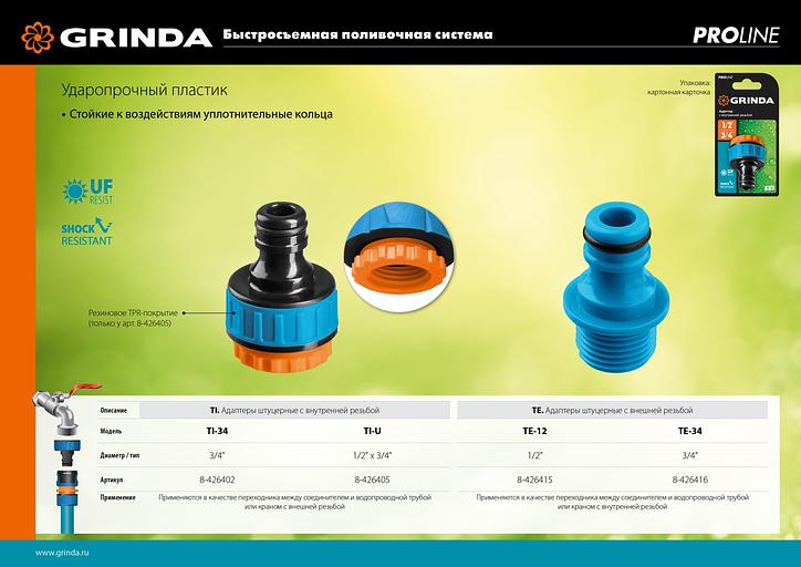 GRINDA TI-U, 1/2″ x 3/4″, с внутренней резьбой, штуцерный адаптер, PROLine (8-426405) фото 5