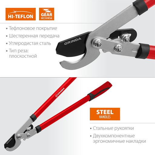 GRINDA RX-700, 700 мм, с шестерённой передачей, закаленные лезвия, усиленный плоскостной сучкорез (8-424105) фото 3