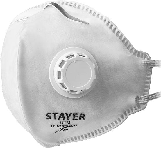 STAYER FV-80, класс защиты FFP1, плоская, фильтрующая полумаска с клапаном выдоха (11113) фото 1