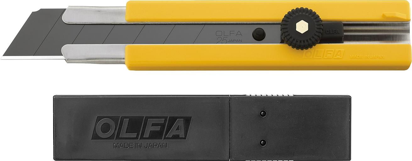 OLFA 25 мм, в комплекте с лезвиями EXCEL BLACK 5 шт, нож (OL-H-1BB/5BB ) фото 1