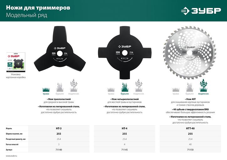 ЗУБР НТ-4, 255 мм, 4T, нож для триммера (71145) фото 5