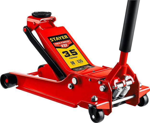 STAYER F-37 RED FORCE, 3.5 т, 98 - 535 мм, универсальный подкатной домкрат для СТО, Professional (43158-3.5) фото 1