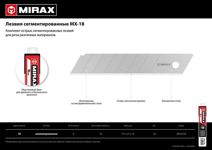 MIRAX MX-18, ширина 18 мм, 10 шт, сегментированные лезвия (0914-S10 ) фото 5