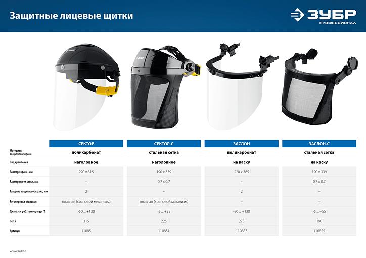 ЗУБР ЗАСЛОН, экран 220 х 385 мм, поликарбон 2 мм, защитный лицевой щиток для крепления на каске, Профессионал (110853) фото 9