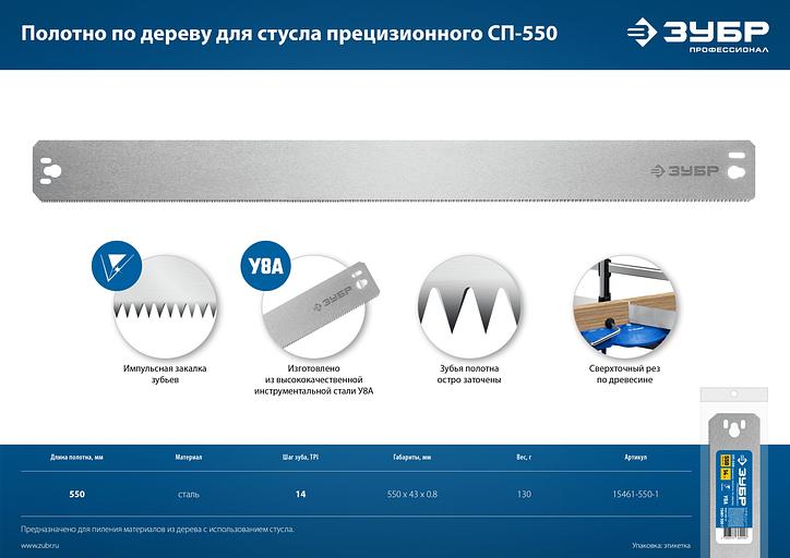 ЗУБР СП-550, 550 мм, полотно по дереву для прецизионного стусла, Профессионал (15461-550-1) фото 6