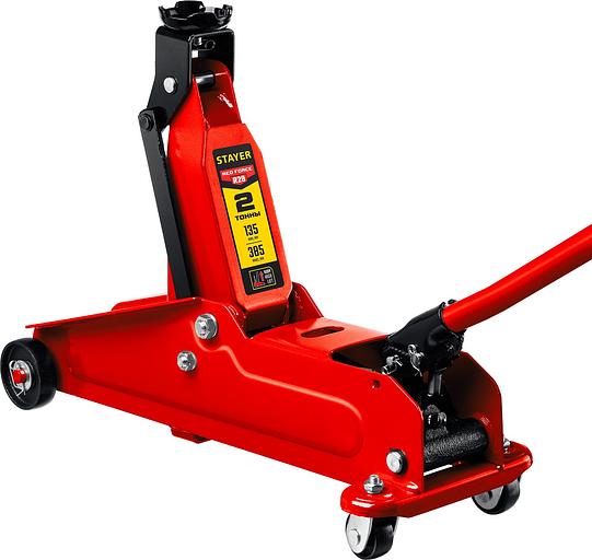 STAYER R-28 RED FORCE, 2 т, 135 - 385 мм, подкатной домкрат с увеличенным подъемом, Professional (43156-2) фото 1