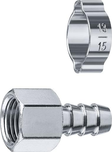 ЗУБР штуцер ″елочка″, 10 мм - 1/4″F, переходник с обжимным хомутом, Профессионал (64923-1/4-10) фото 1