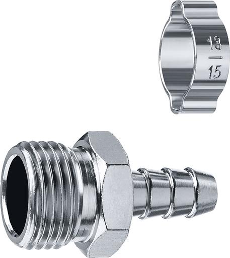 ЗУБР штуцер ″елочка″, 10 мм - 1/2″M, переходник с обжимным хомутом, Профессионал (64924-1/2-10) фото 1