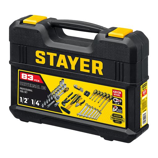 STAYER UNIVERSAL 83, 83 предм., (1/2″+ 1/4″), универсальный набор инструмента, Professional (27710-H83) фото 9