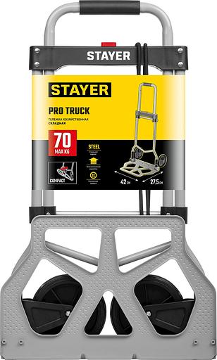 STAYER PROTruck, до 70кг, каркас и платформа из стали, платформа 42х28см, колеса d13 см, вес 4.1кг, складная хозяйственная тележка (38755-70) фото 5