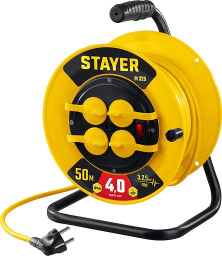 STAYER М-325, ПВС, 3 х 2.5 мм2, 50 м, 4000 Вт, IP44, силовой удлинитель на катушке (55064-50) фото 1